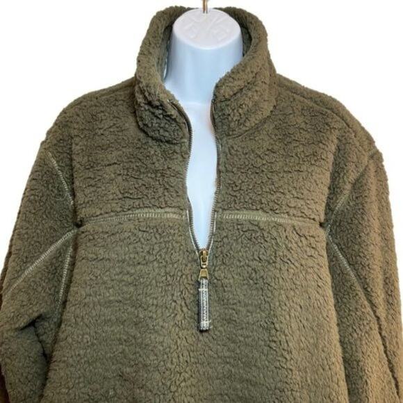 Alpine Sherpa Olive Green XL 1/4 Zip Fleece Pullover Jacket - Picture 3 of 7
